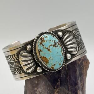 Native American Navajo Tillie Jon Turquoise Sterling Silver Cuff Bracelet